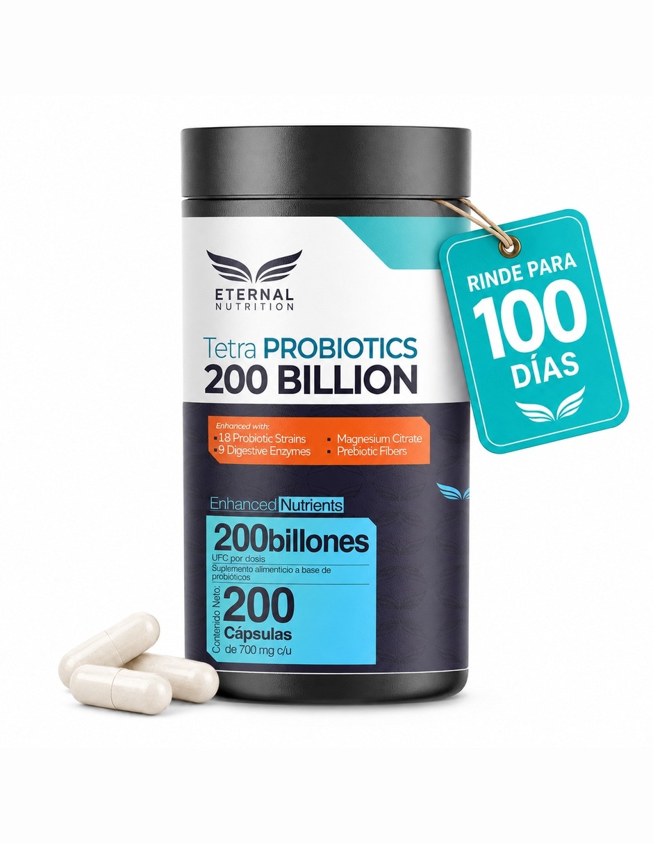 Tetra Probióticos 200 Mil Millones UFC con 18 Cepas 800 mg 200 cápsulas