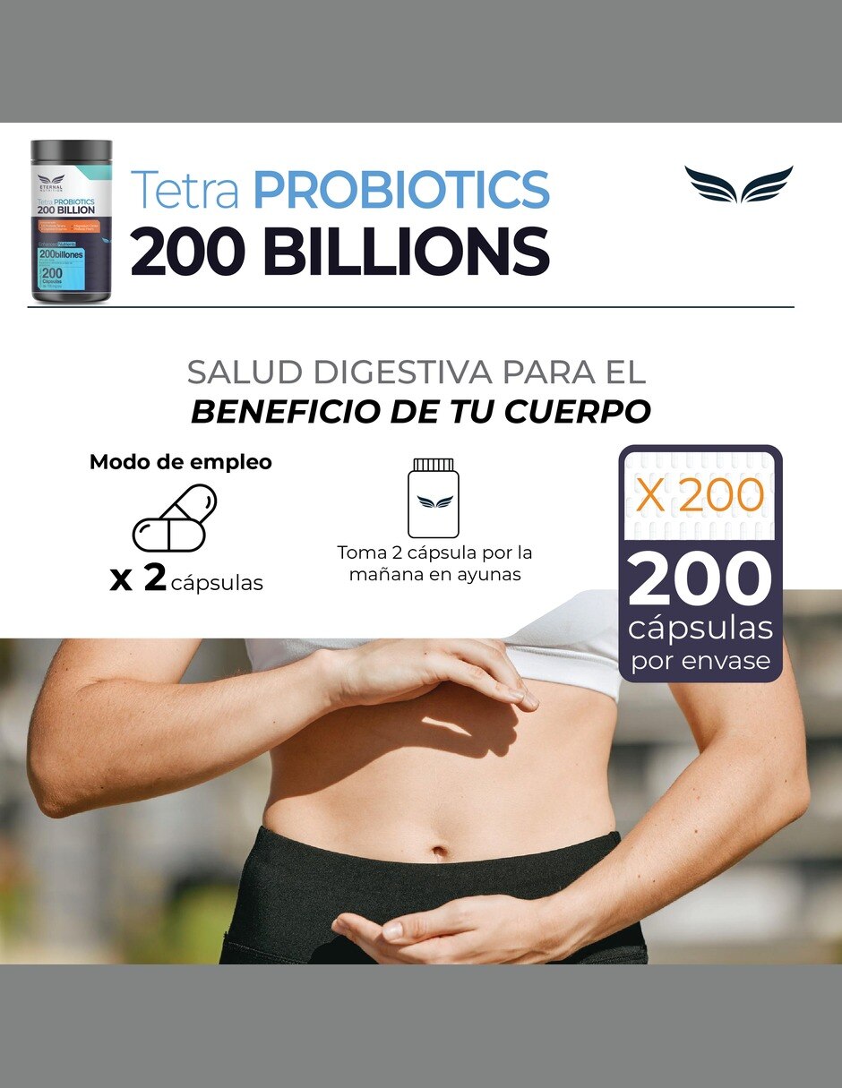 Tetra Probióticos 200 Mil Millones UFC con 18 Cepas 800 mg 200 cápsulas 7