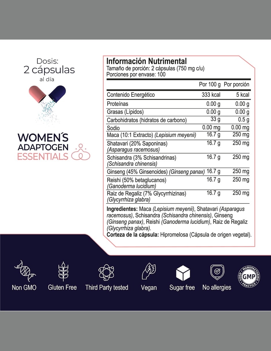 Maca y Adaptógenos para mujer con Shatavari 1 con Maca shatavari schisandra ginseng reishi raíz de regaliz 7