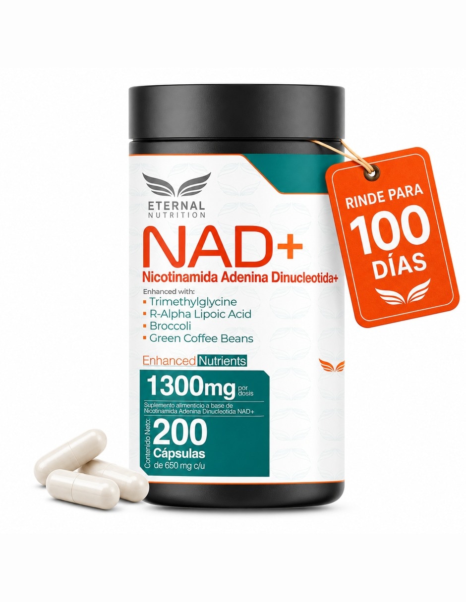 NAD+ Puro con TMG ácido R-alfa lipoico café verde y sulforafano de 200 cápsulas