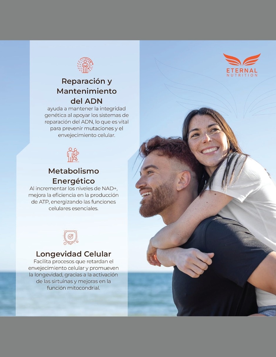 NAD+ Puro con TMG ácido R-alfa lipoico café verde y sulforafano de 200 cápsulas