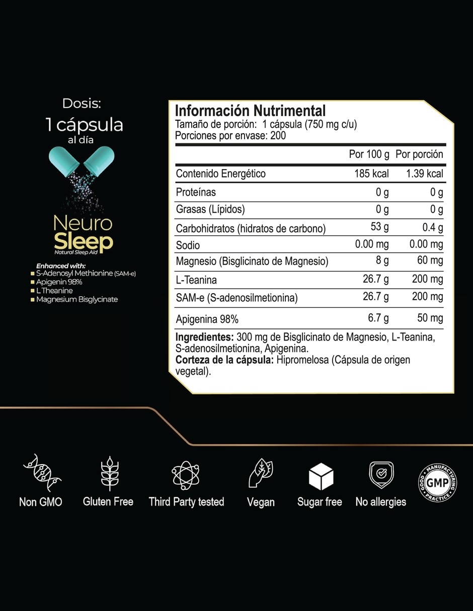 Neuro Sleep Magnesio Complex con Bisglicinato de Magnesio con L-Teanina 5