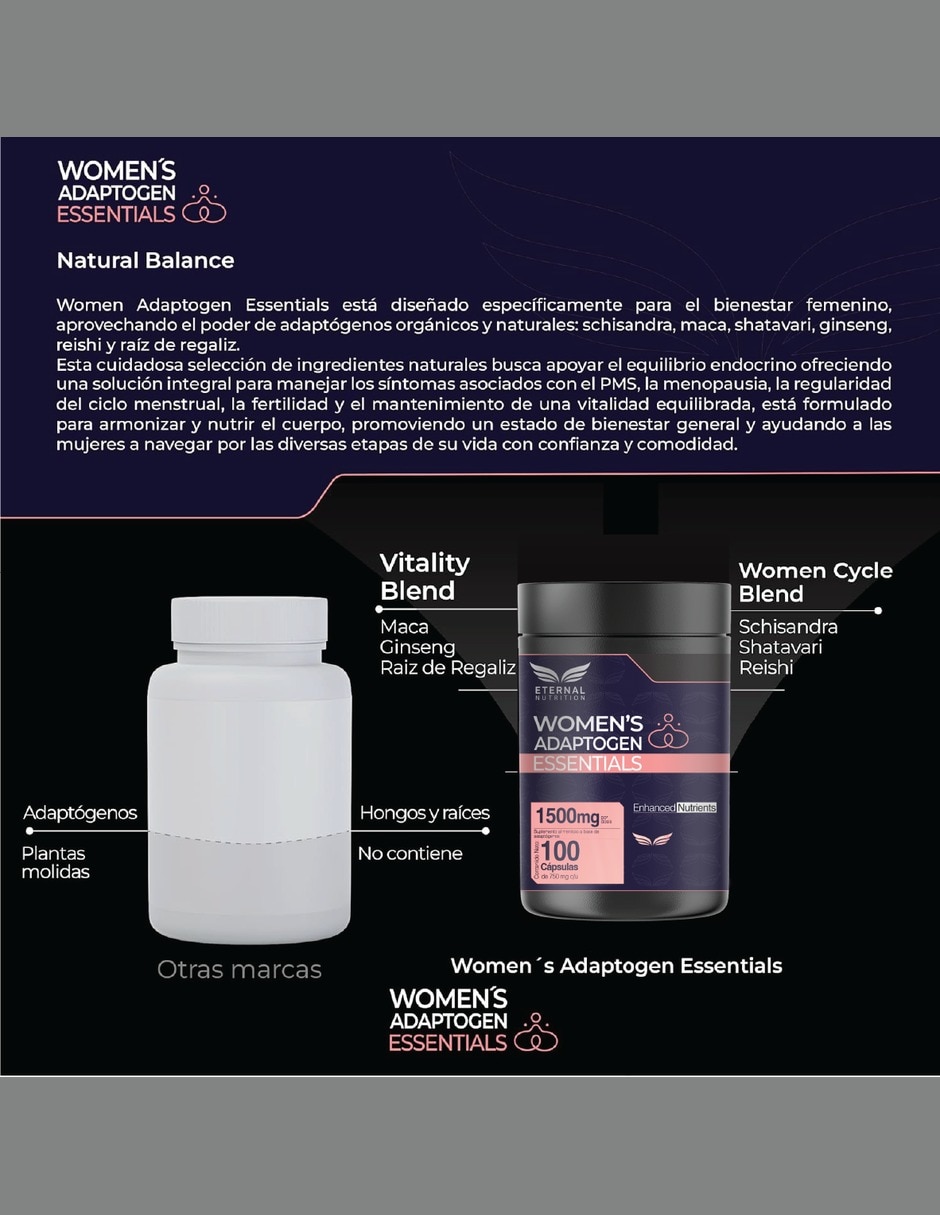 Maca y Adaptógenos para Mujer con Shatavari 1 con Maca shatavari schisandra ginseng reishi raíz de regaliz