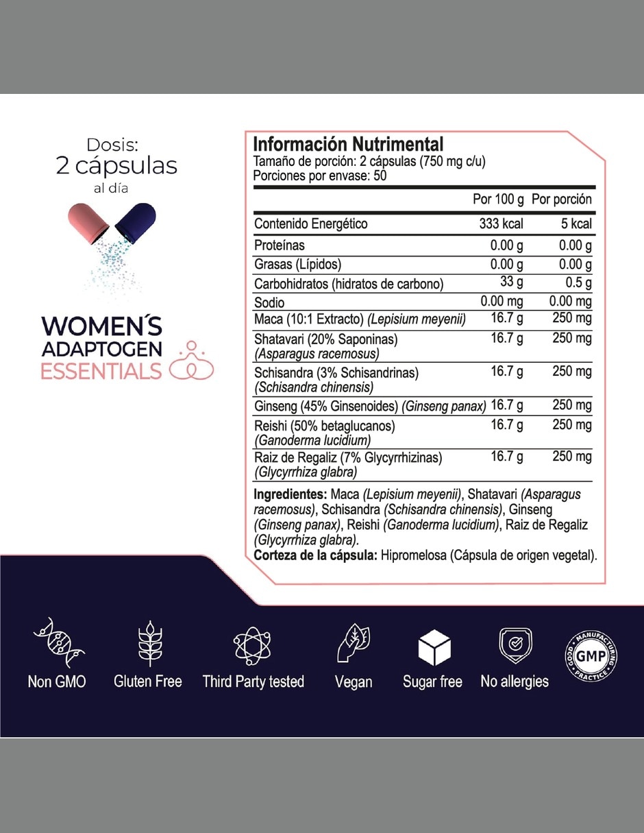 Maca y Adaptógenos para Mujer con Shatavari 1 con Maca shatavari schisandra ginseng reishi raíz de regaliz 7