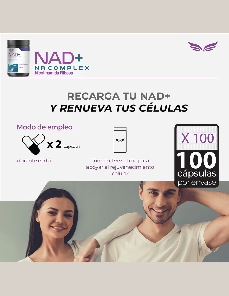 NAD+ NR Complex con calostro bovino té verde trans-pterostilbeno de 100 cápsulas 6