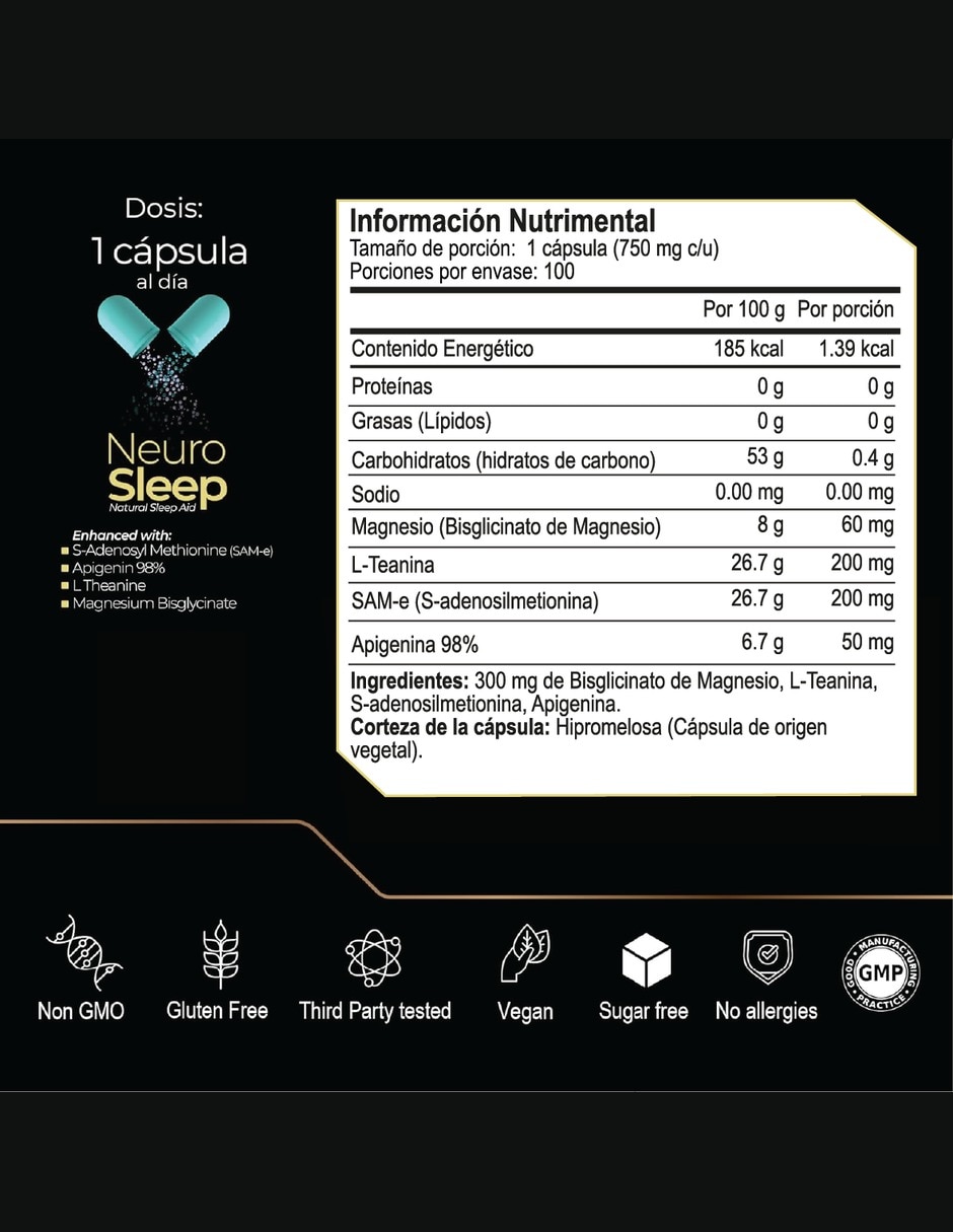 Neuro Sleep Magnesio Complex con Bisglicinato de Magnesio con L-Teanina 5