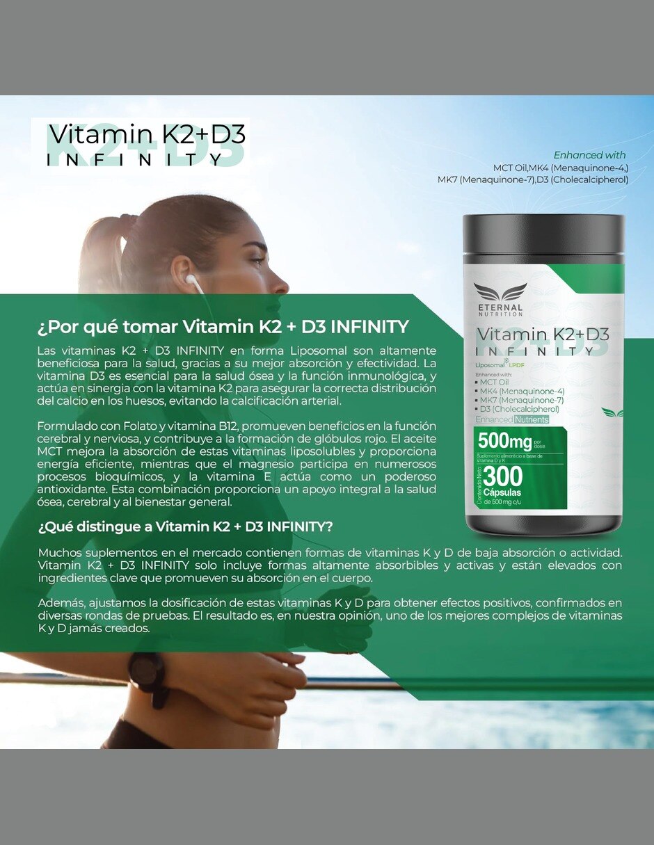 Vitamina D3 + K2 Liposomal con MK7 y MK4 Salud Ósea con vitamina K2 vitamina D3 vitamina E vitamina B6 vitamina B12 folato magnesio MCT lecitina 8