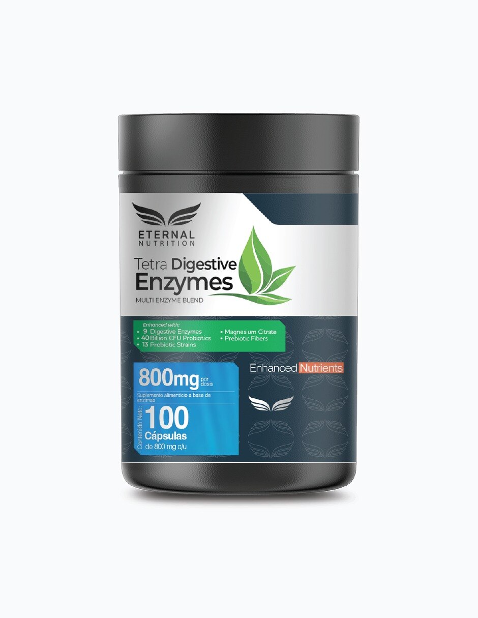 Tetra Enzimas Digestivas con 13 Probióticos 400 mg 100 cápsulas 7