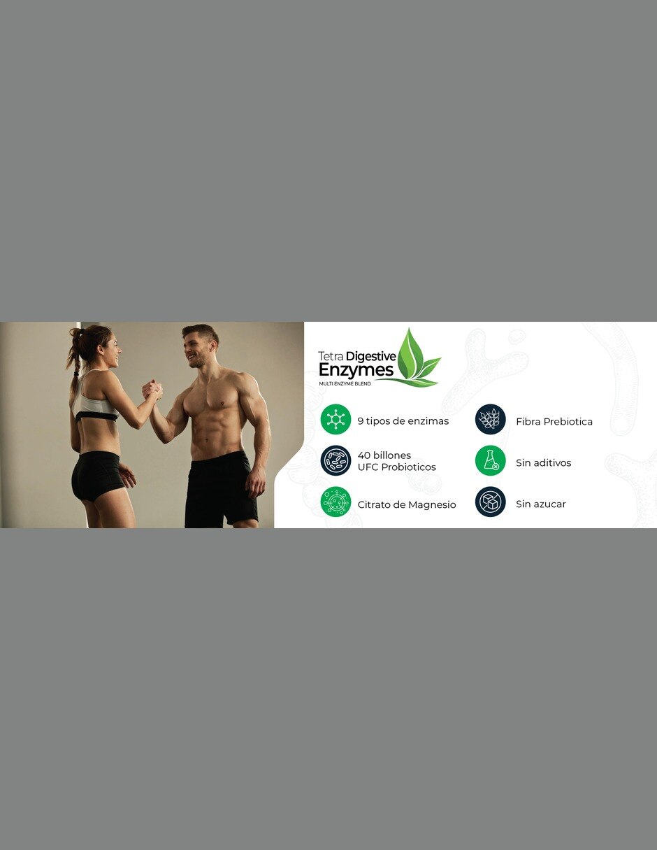 Tetra Enzimas Digestivas con 13 Probióticos 400 mg 100 cápsulas 8