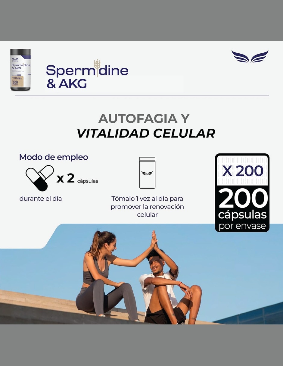 Espermidina 99% Renovación Celular Eternal Nutrition con Espermidina 99% AKG germen de trigo