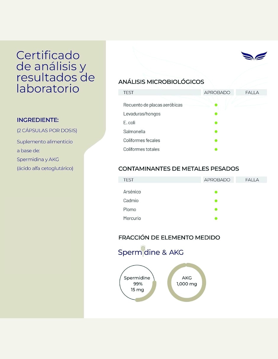 Espermidina 99% Renovación Celular Eternal Nutrition con Espermidina 99% AKG germen de trigo 5