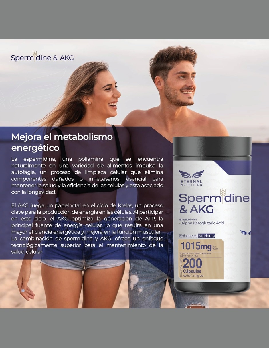 Espermidina 99% Renovación Celular Eternal Nutrition con Espermidina 99% AKG germen de trigo 7
