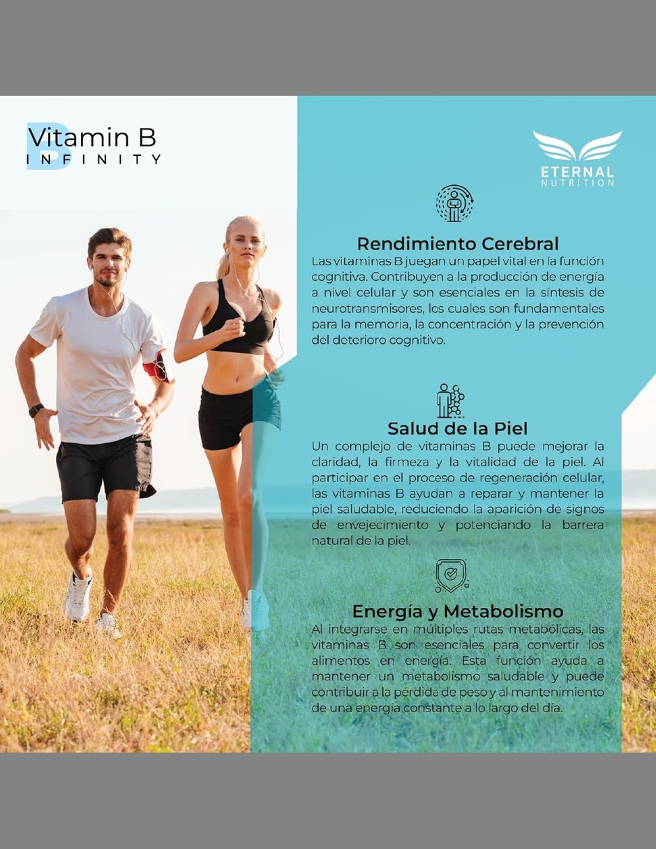 Complejo B Elevado con Vitaminas B1 B2 B3 B5 B6 B7 B9 y B12 vitamina C colina GABA myo-inositol de 150 cápsulas