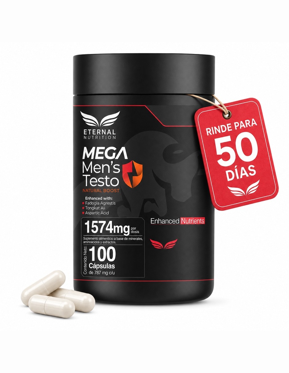Mega Men's Testo con Tongkat Ali 1 Fuerza y Energía con Tribulus tongkat ali y maca