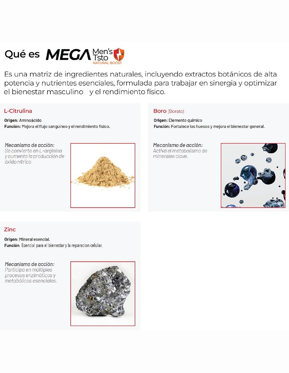 Mega Men's Testo con Tongkat Ali 1 Fuerza y Energía con Tribulus tongkat ali y maca 9