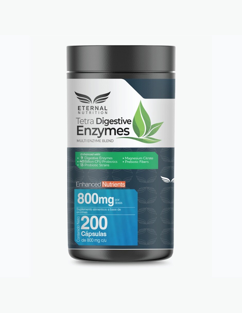 Tetra Enzimas Digestivas con 13 Probióticos 400 mg 200 cápsulas 7