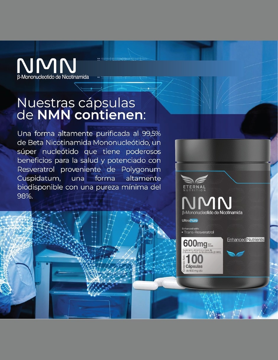 NMN 99.5% con Trans-Resveratrol 98% y Uva Energía Celular con NMN 99.5% trans-resveratrol 98% con extracto de uva 7