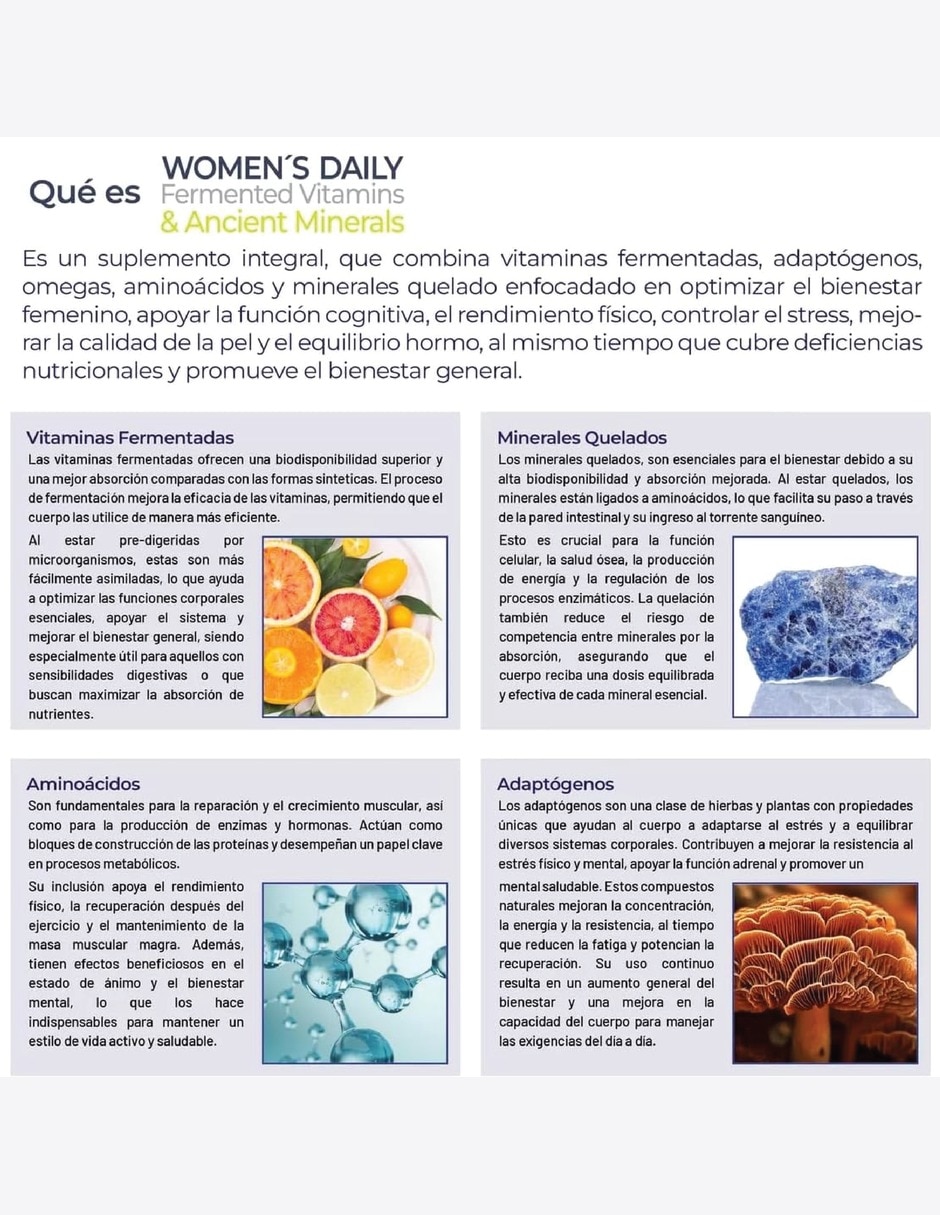 Women's Daily Multivitamínico Mujer con Biotina 1 Eternal Nutrition con Vitaminas y minerales