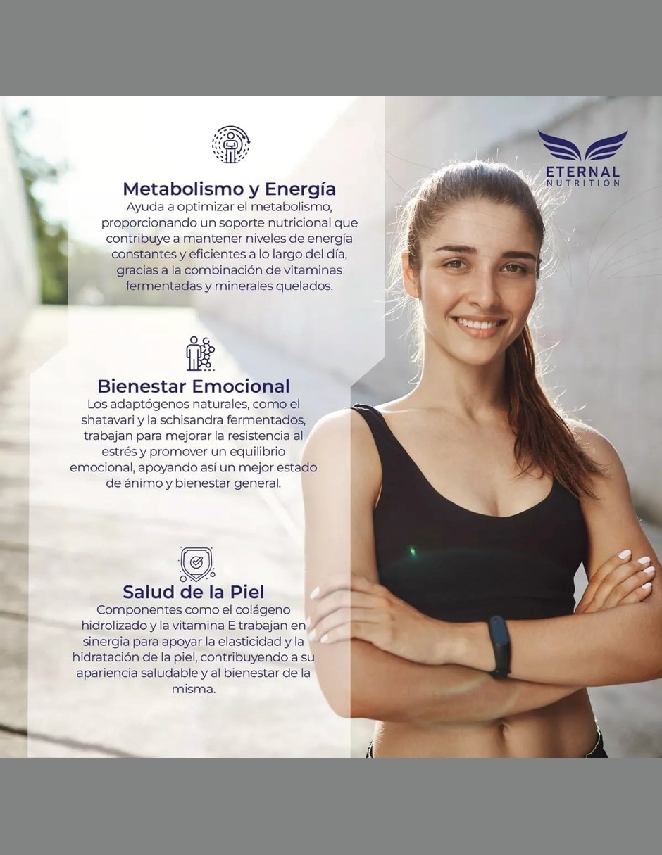 Women's Daily Multivitamínico Mujer con Biotina 1 Eternal Nutrition con Vitaminas y minerales 6