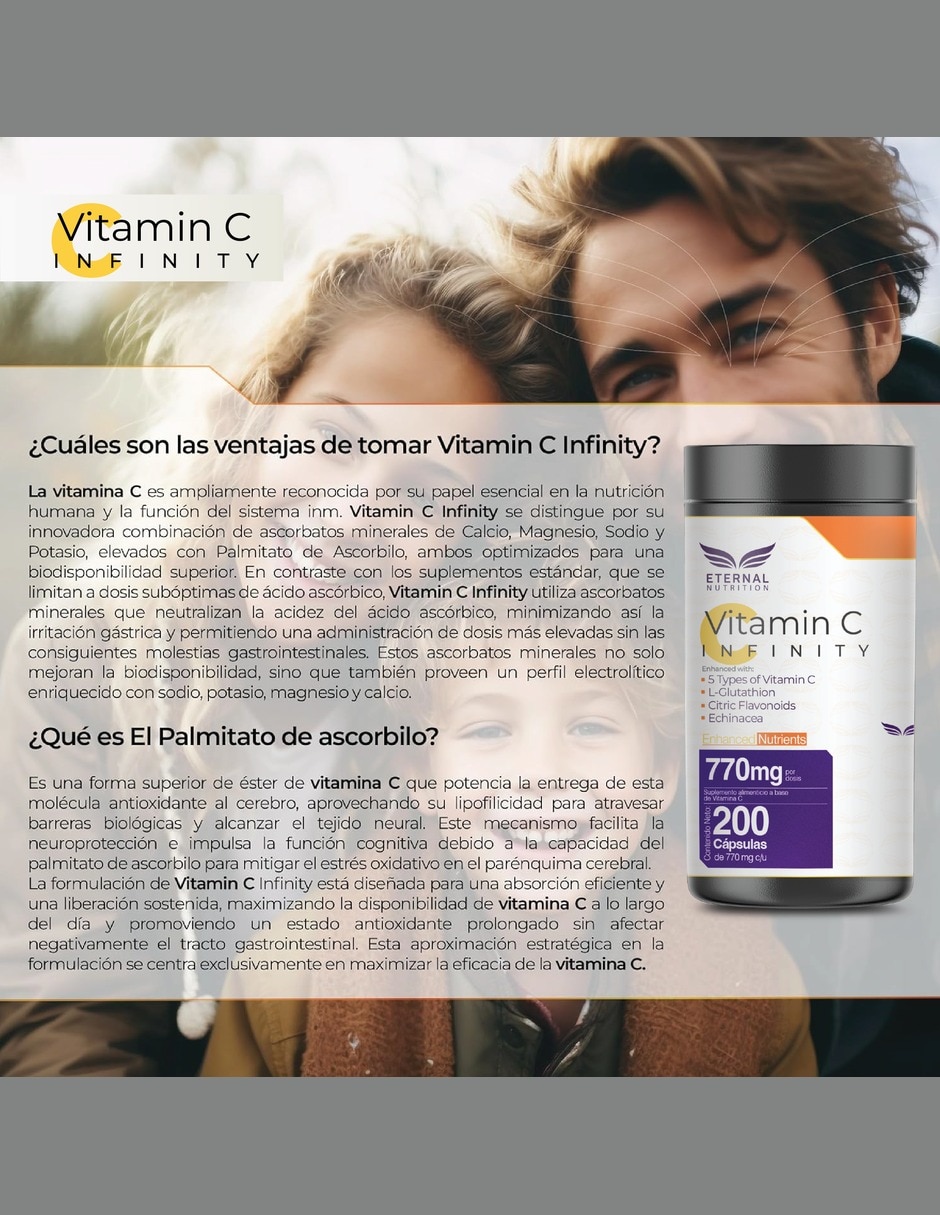 Vitamina C con L-Glutatión Zinc y Vitamina D3 Antioxidante bioflavonoides cítricos equinácea jengibre curcumina 8