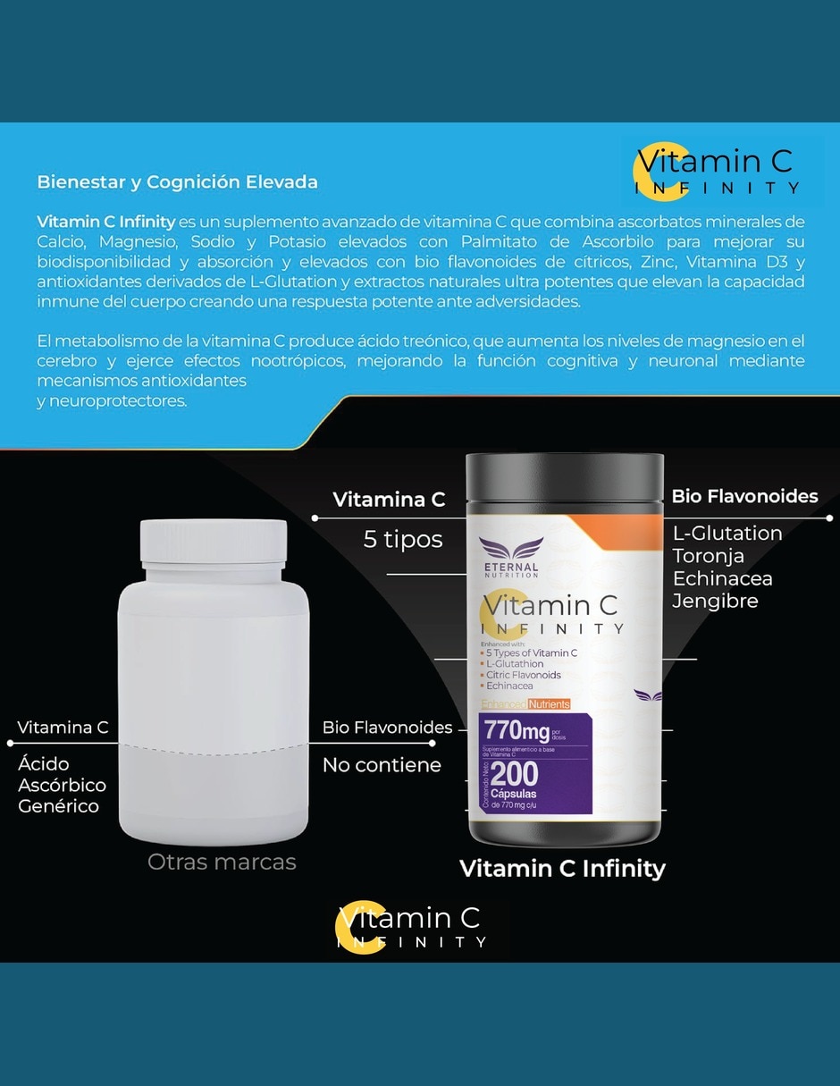 Vitamina C con L-Glutatión Zinc y Vitamina D3 Antioxidante bioflavonoides cítricos equinácea jengibre curcumina 9