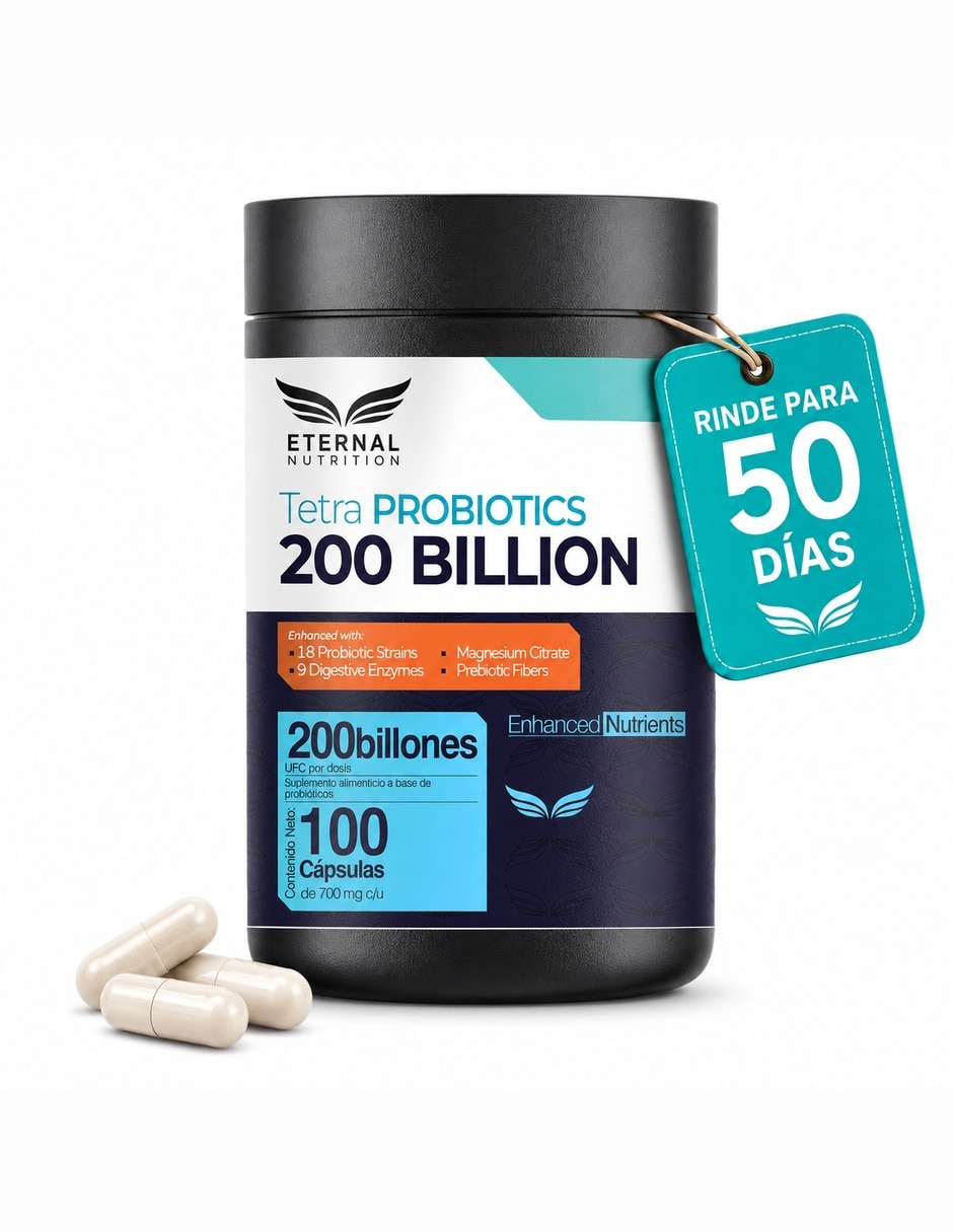 Tetra Probióticos 200 Mil Millones UFC con 18 Cepas 800 mg 100 cápsulas