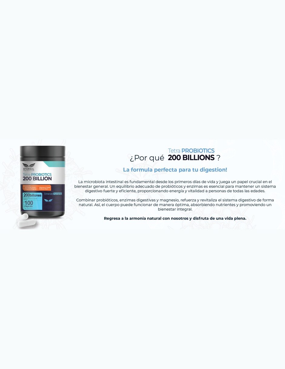 Tetra Probióticos 200 Mil Millones UFC con 18 Cepas 800 mg 100 cápsulas 11