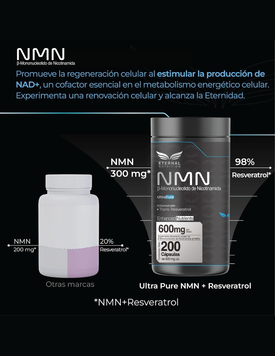 NMN 99.5% con Trans-Resveratrol 98% y Uva Energía Celular con NMN 99.5% trans-resveratrol 98% con extracto de uva 6