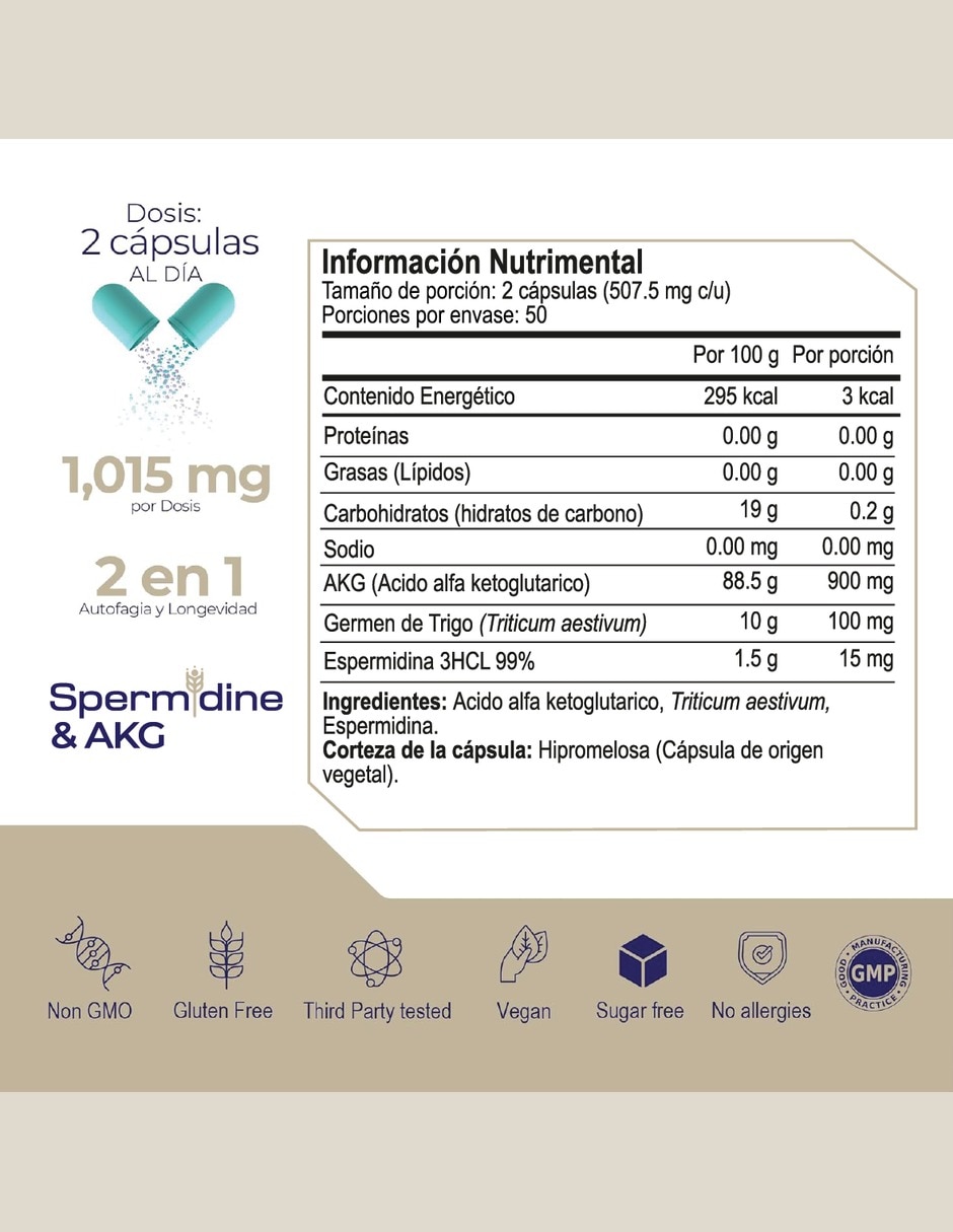 Espermidina 99% Renovación celular con espermidina 99% AKG germen de trigo