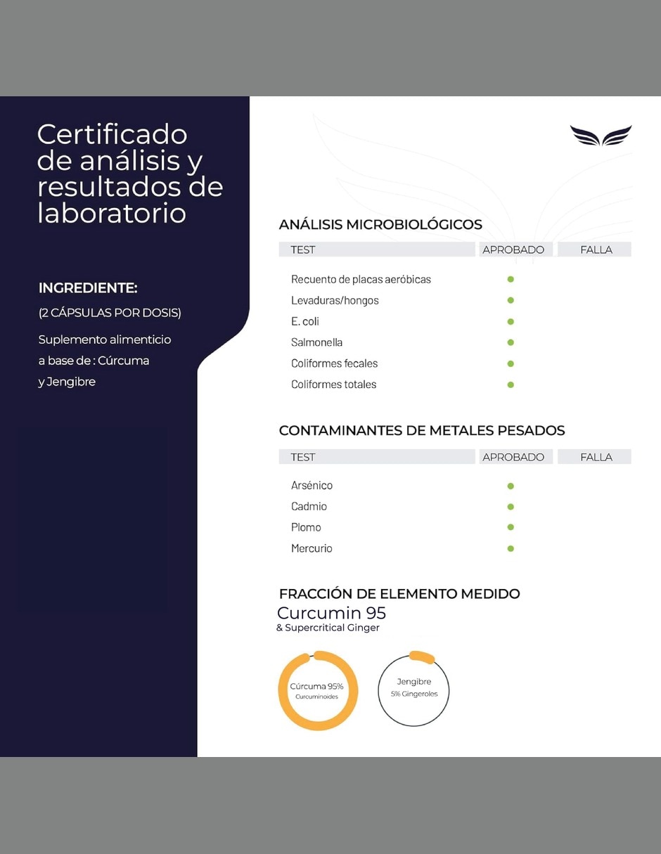 Cúrcuma 95% con jengibre MCT lecitina de girasol piperina de 100 cápsulas