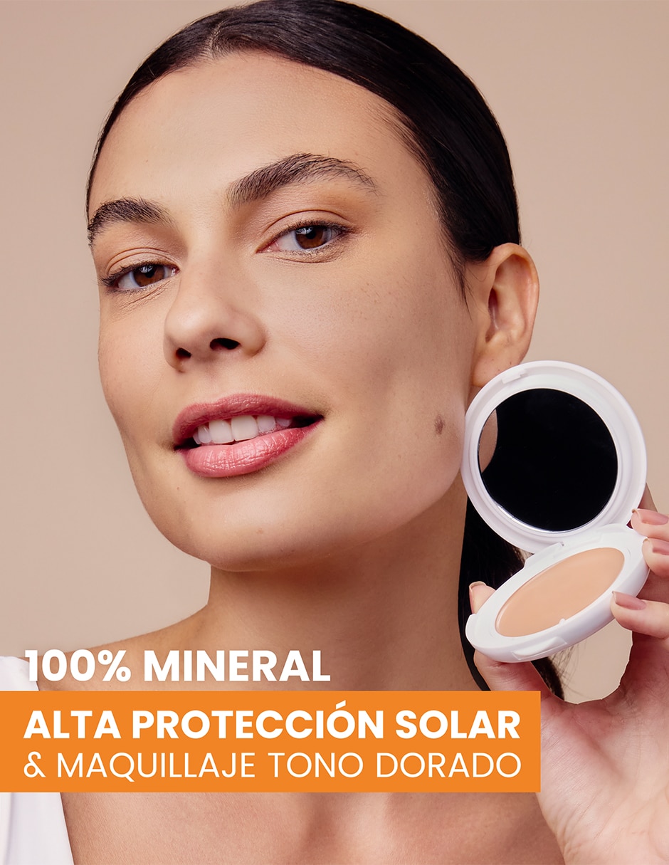 Protector solar FPS 50 compacto mineral tono dorado maquillaje Avène 10 g