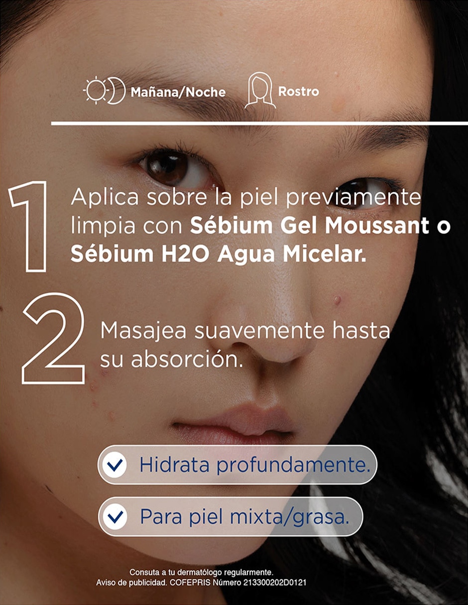 Crema facial recomendada para acné día y noche Bioderma Sébium Hydra para piel grasa
