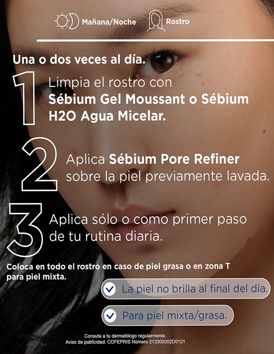 Crema facial recomendada para acné de día y noche Sébium Pore Refiner para piel mixta y grasa