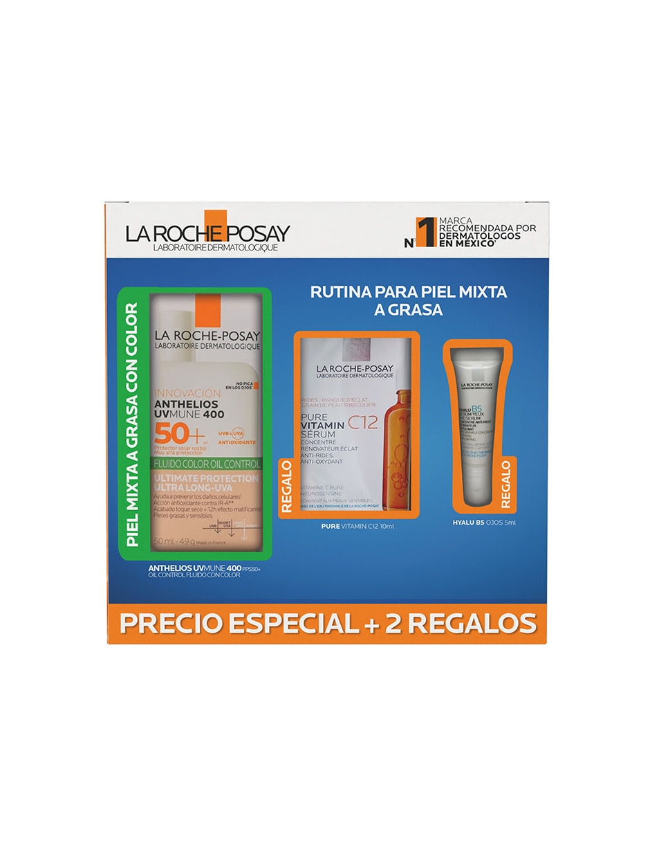 Kit de protector solar FPS 50+ Pack Anthelios UVMune Fluido Oil Control con color Verano La Roche Posay