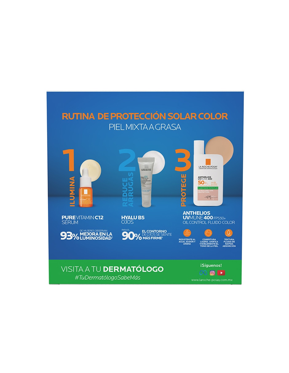 Kit de protector solar FPS 50+ Pack Anthelios UVMune Fluido Oil Control con color Verano La Roche Posay