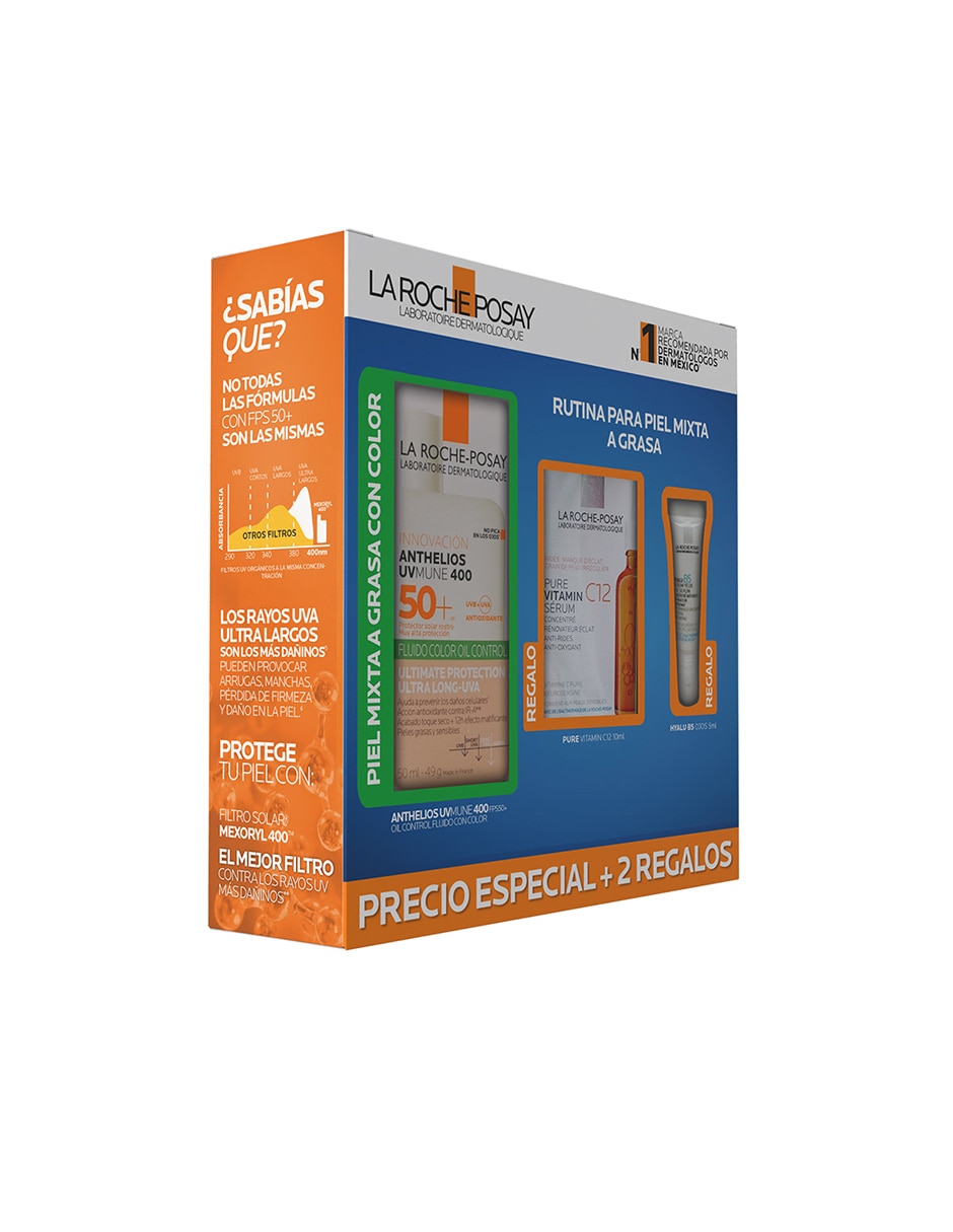 Kit de protector solar FPS 50+ Pack Anthelios UVMune Fluido Oil Control con color Verano La Roche Posay