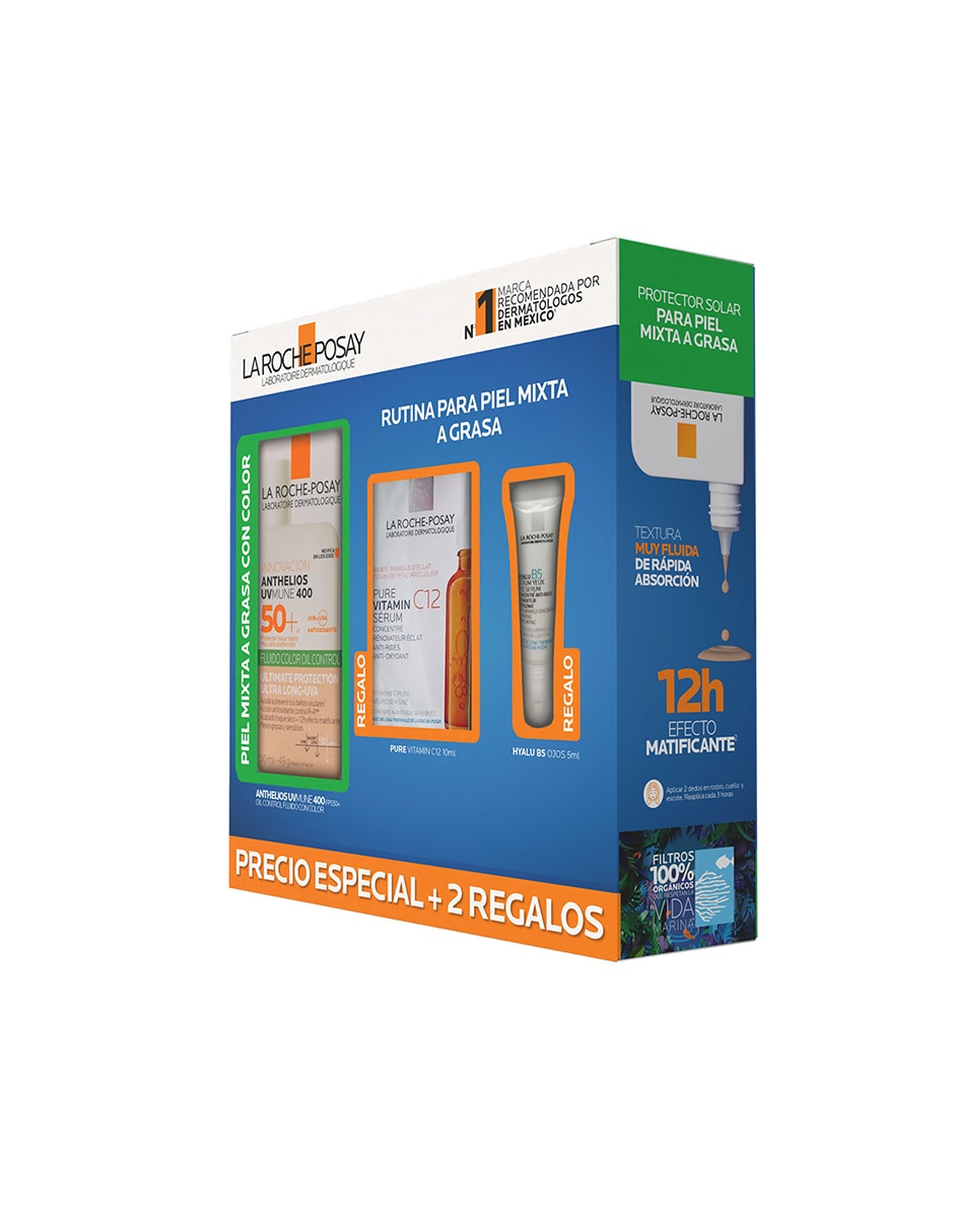 Kit de protector solar FPS 50+ Pack Anthelios UVMune Fluido Oil Control con color Verano La Roche Posay